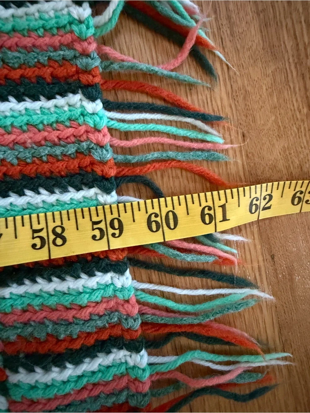 70s Vintage Handmade Crochet Flame Stitch Chevron Afghan Throw Blanket Fringe
